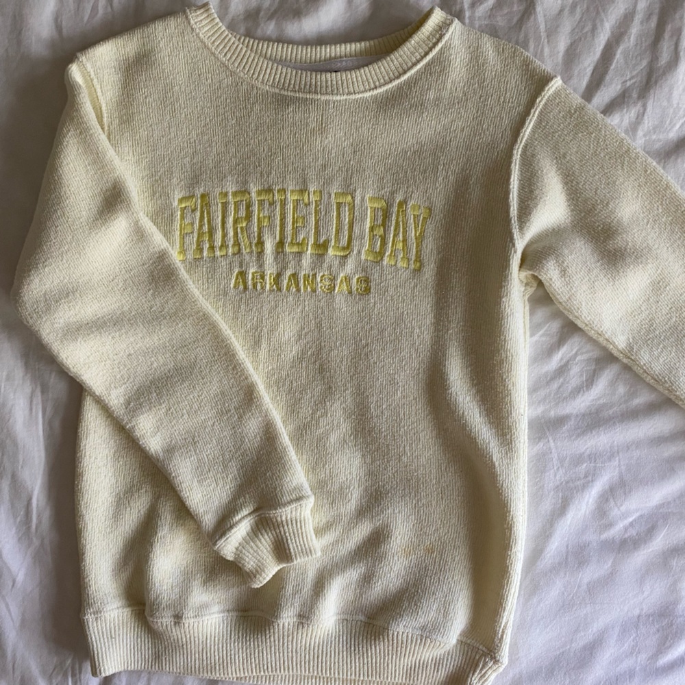 Light beige Fairfield, Arkansas sweater, size S